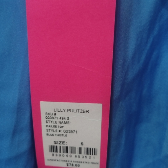 Lilly Pulitzer ,Cailee Top ,Style# 003971 ,Blue Thistle Color, Size Small - Picture 3 of 6